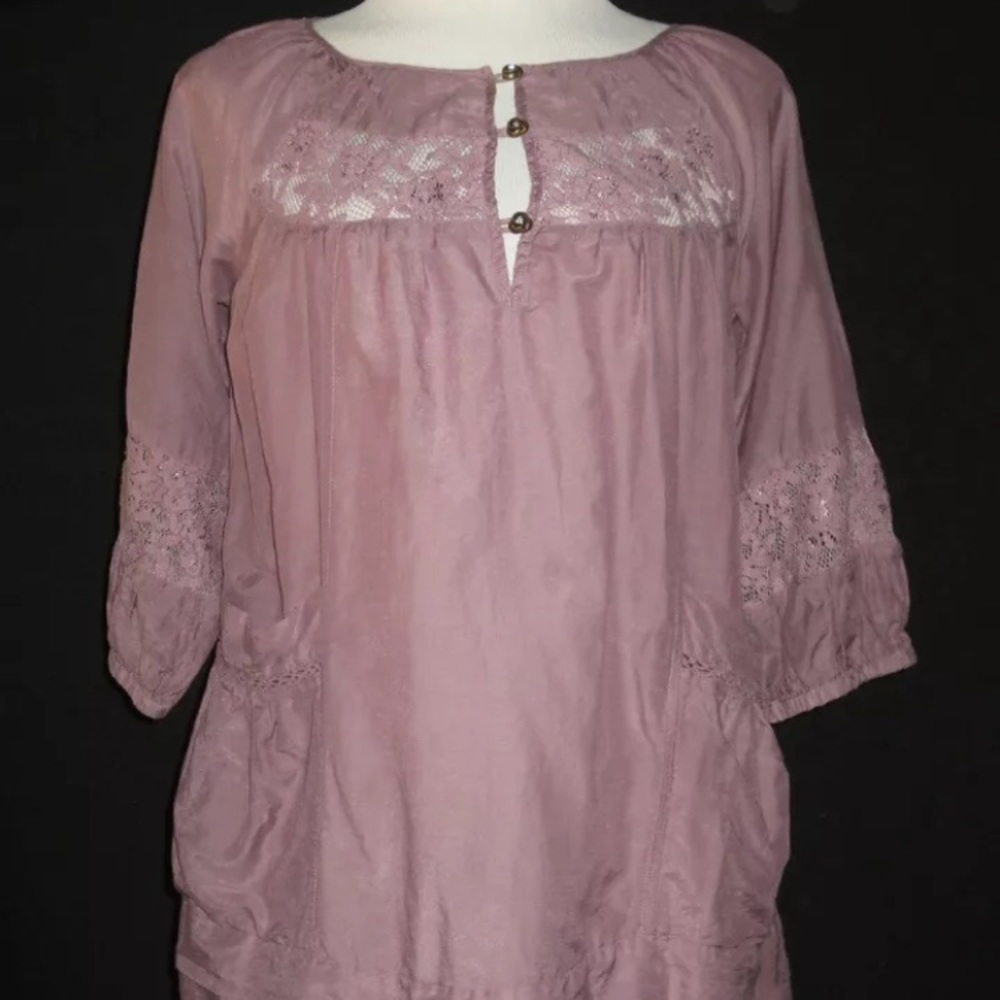 SILK COTTON tunic top w/pockets